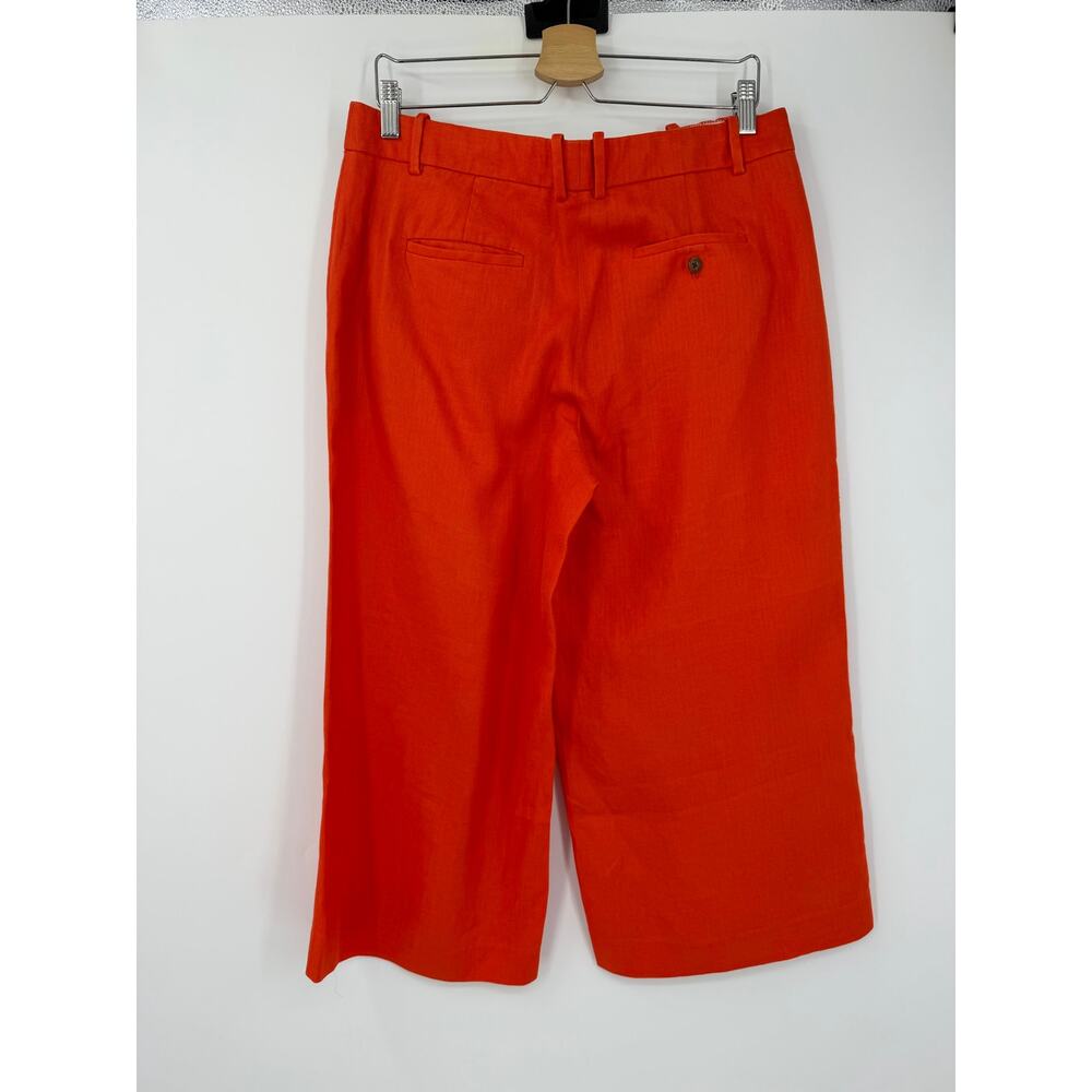 J.Crew Womens Size 10 Orange 100% Linen Wide Leg Crop Pants Culottes Coastal - Picture 8 of 11